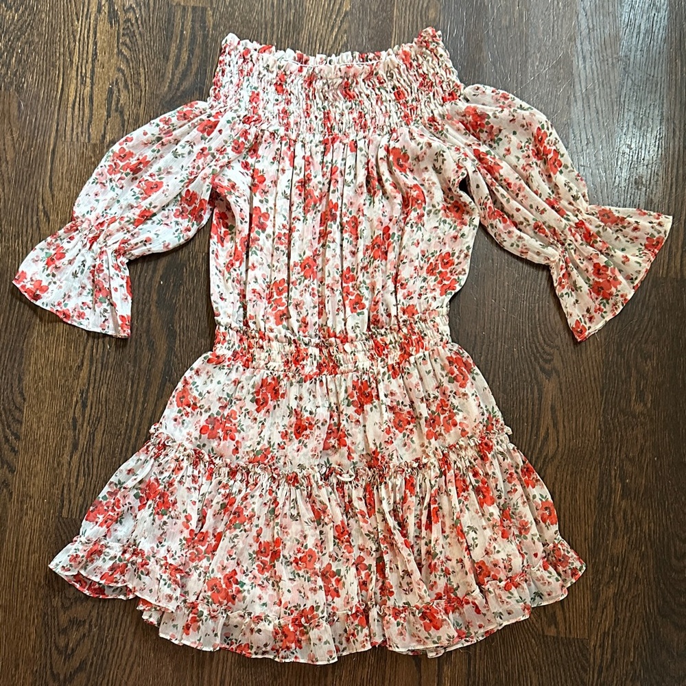 Misa LA floral chiffon off the shoulder mini dress